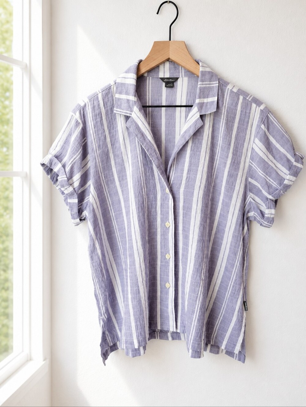 Eddie Bauer Striped Camp Shirt - Women's L - Coastal Grandma